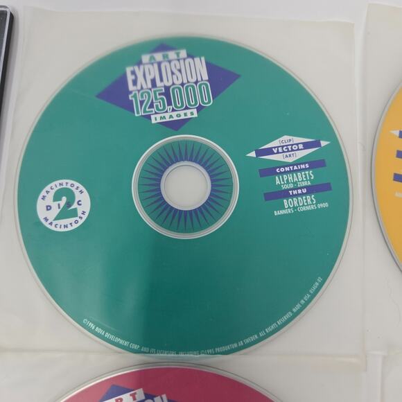 Vintage Macintosh Art Explosion 750,000 Design Software 13 Disc Set 1996 Unused - Picture 9 of 16